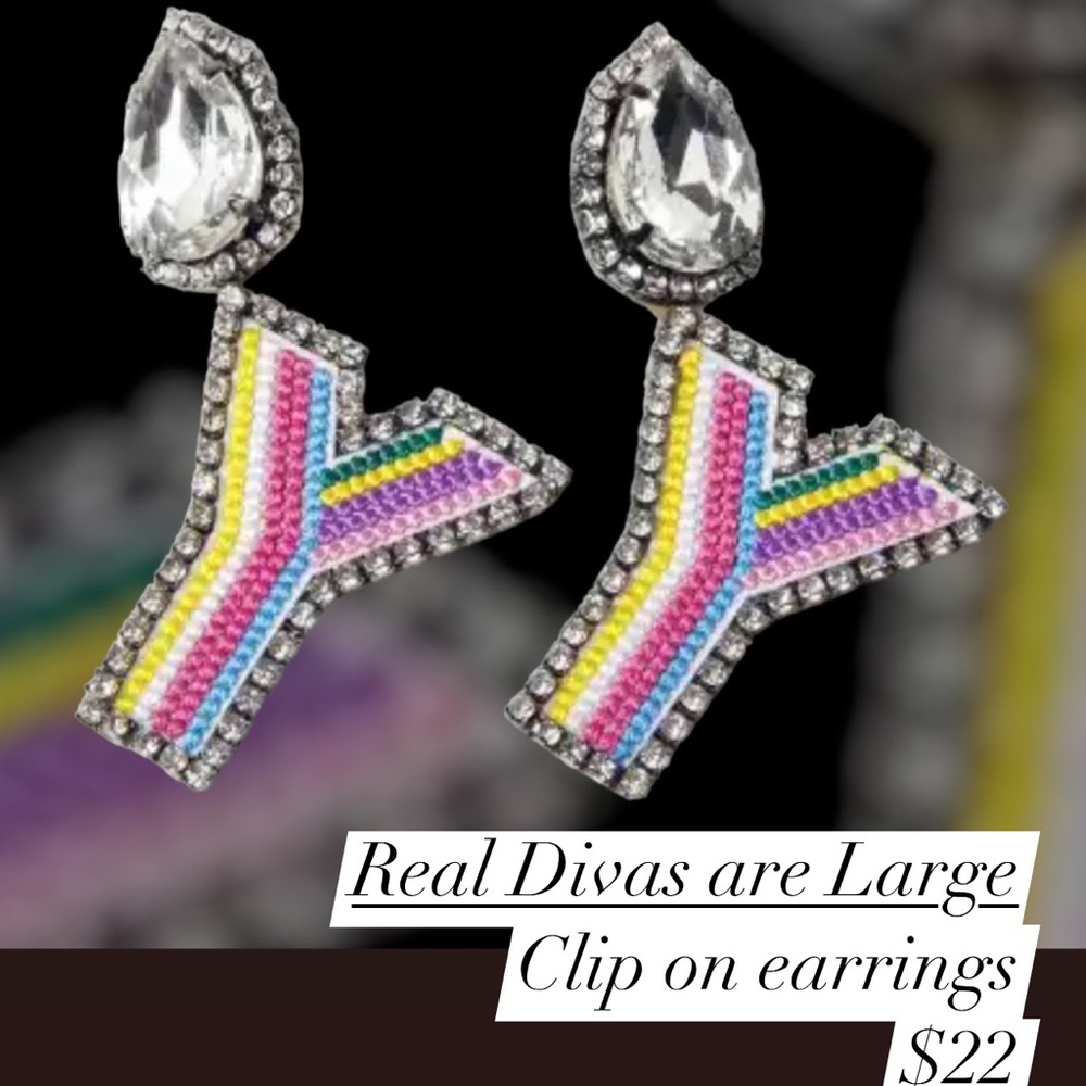 Clip on letter initials earrings